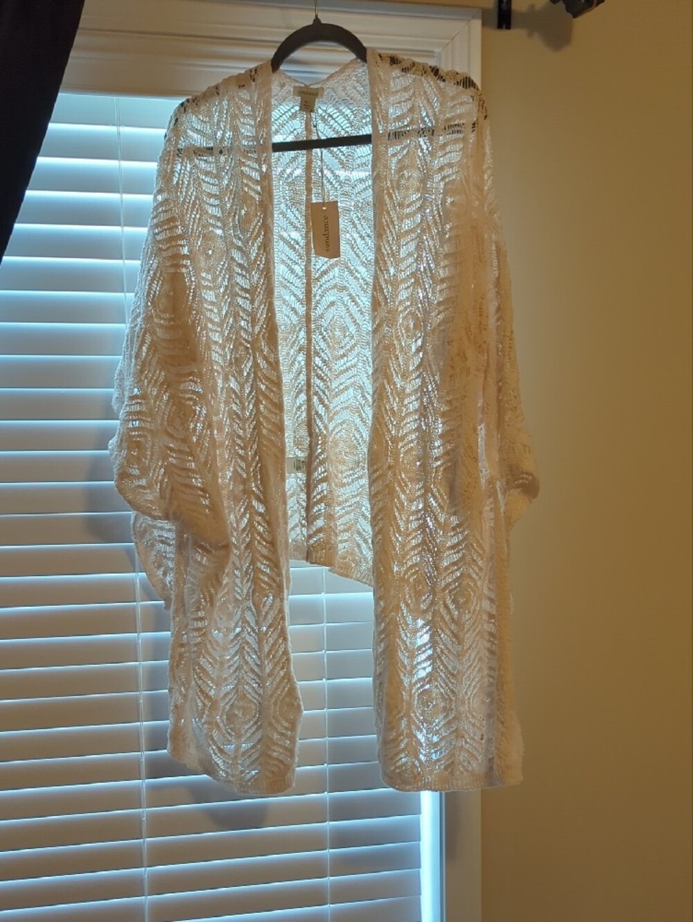 Cream Open-Knit Women's Sweater Kimono